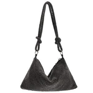 Large Rhinestone Evening Clutch – Elegant Party Handbag in Black